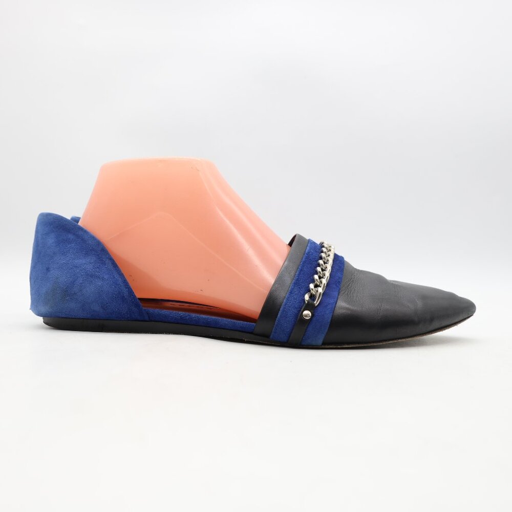Jenni Kayne Women's Size EU 40 Black Blue Leather Suede Dorsay Flats Slip on